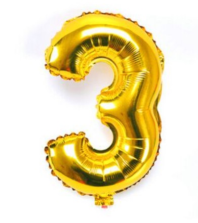 Balonek číslice zlatý 3