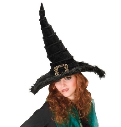Čarodějnický klobouk černý se sponou