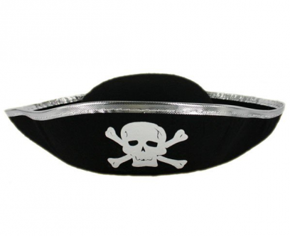 Pirátský klobouk třírohý - stříbrný