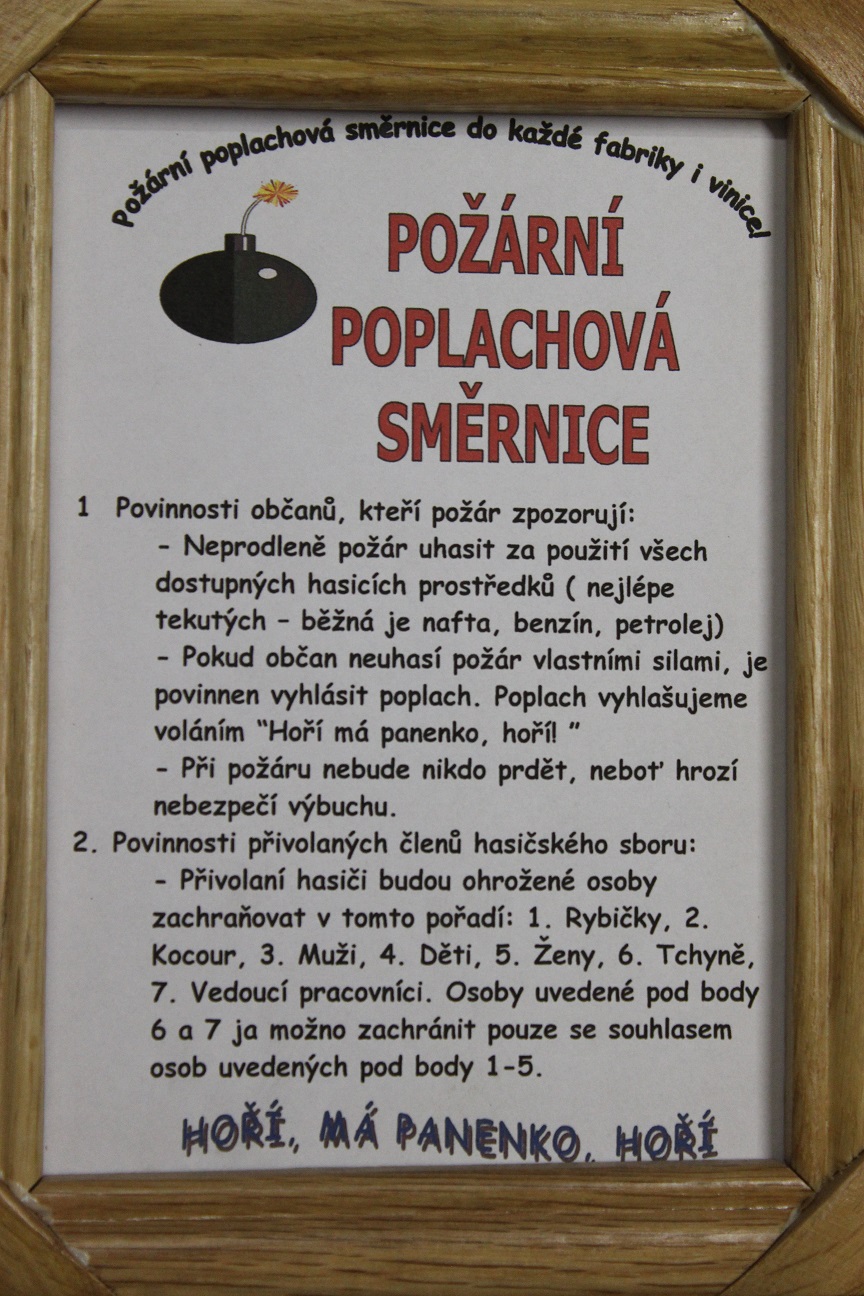 Rámeček - Požární směrnice