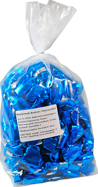 Bonbony barvící modře 1 ks