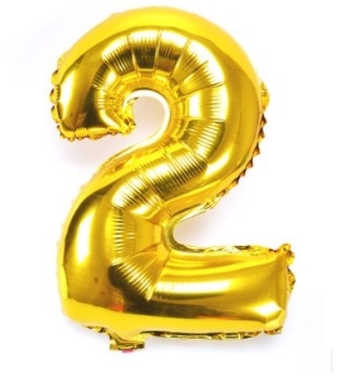 Zlatý balonek číslice 2