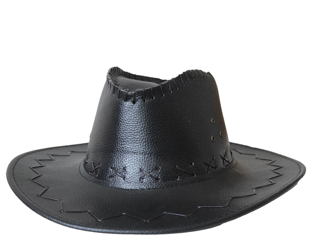 Koženkový kovbojský klobouk černý