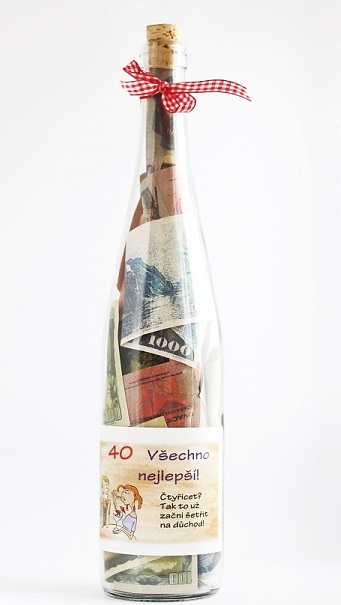 Láhev s penězi všechno nejlepší 40