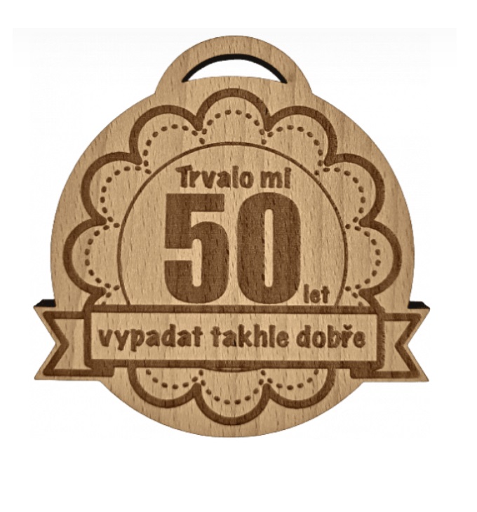 Dřevěná medaile k 50