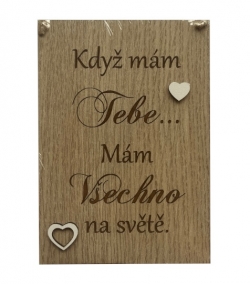 Dřevěná cedulka když mám Tebe